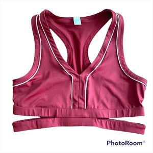 SPORTS BRA Justfab red & pink piping, light support, crop / bra top